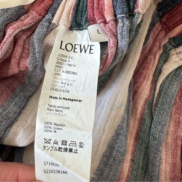 LOEWE | Runway Striped Drop-Crotch Striped Cotton Cottage-Core Pants ~ Large - Picture 10 of 10